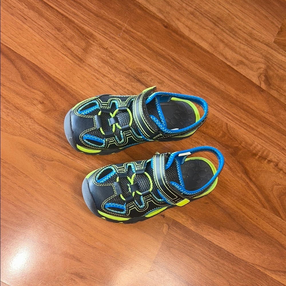 Wonder Nation Black and Neon Green Kids' Sneakers